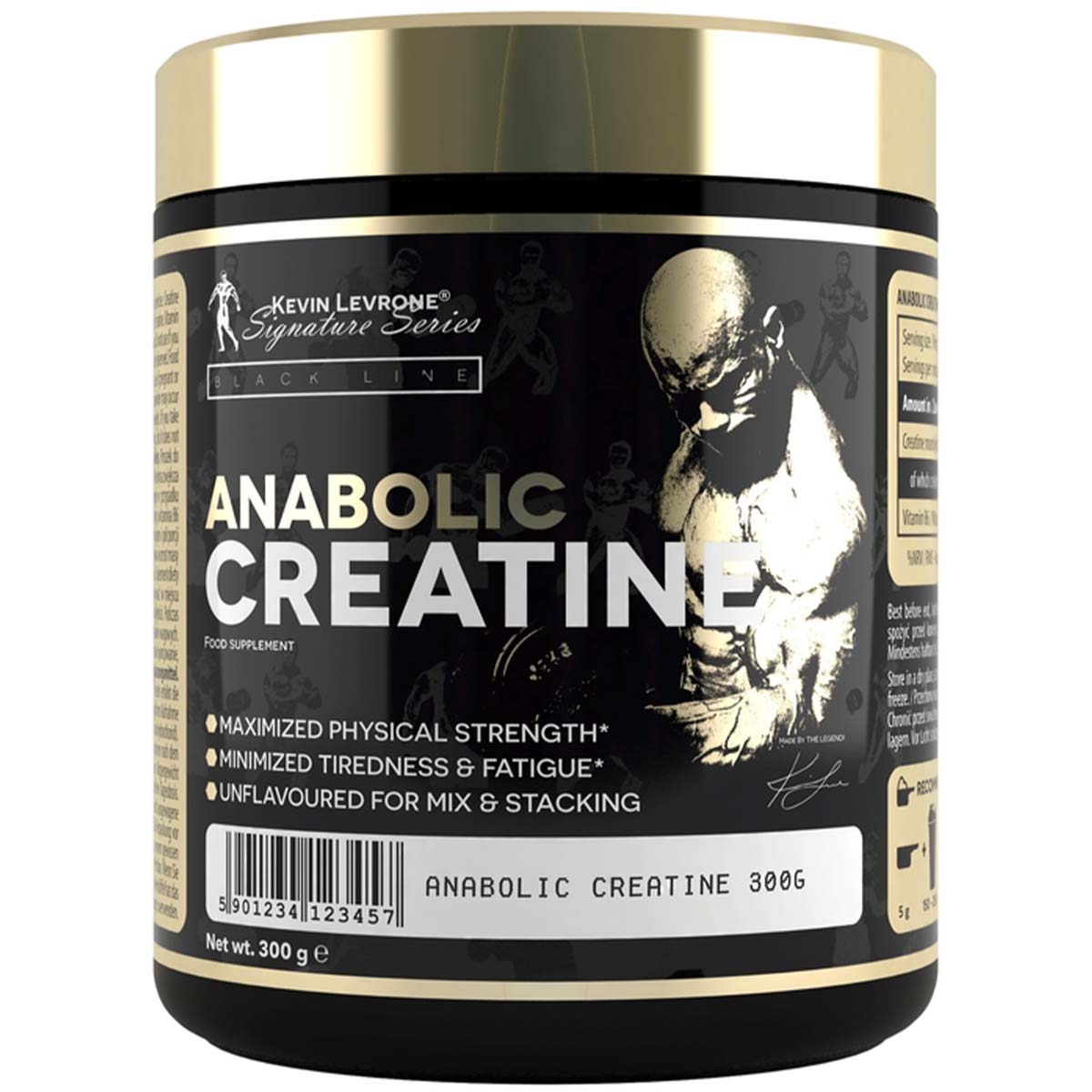 Kevin Levrone Anabolic Creatine, Unflavored, 300 G, Maximized Physical Strength | 76208-BZPH Levrone Black | 76208-BZPH