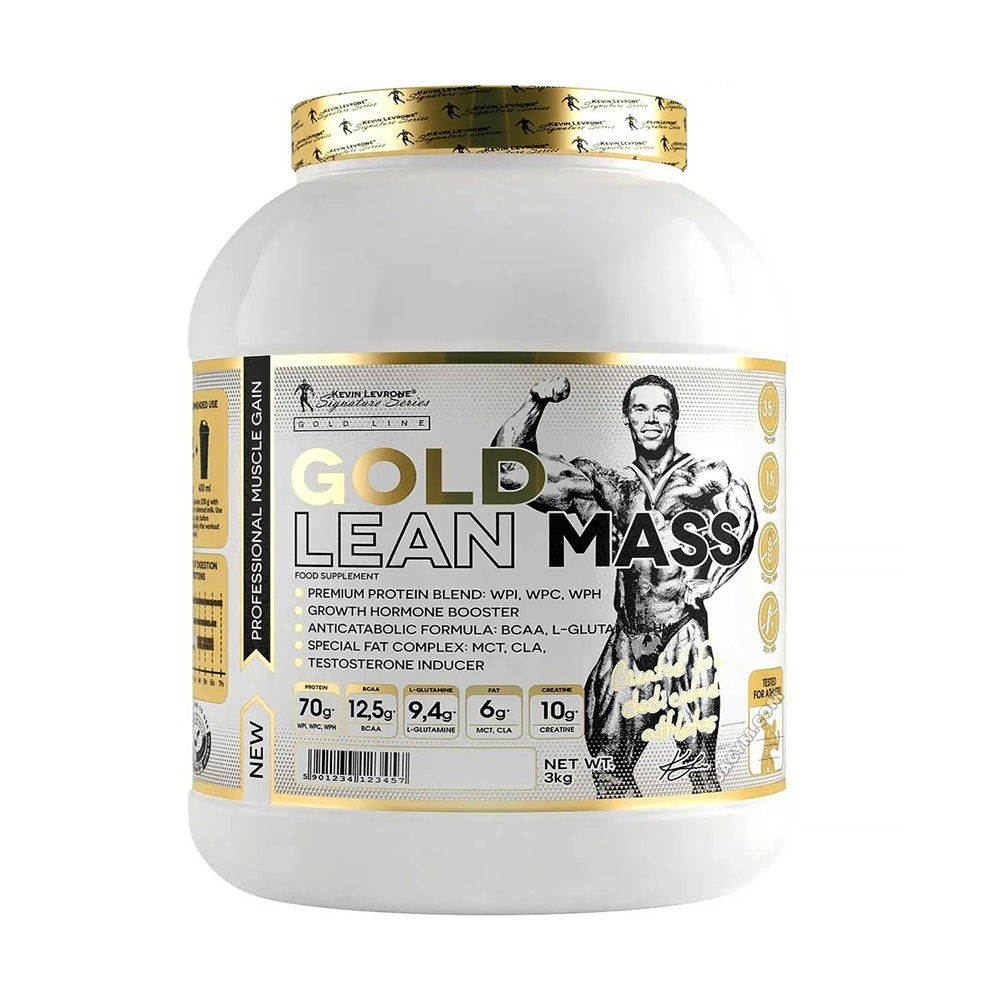 Kevin Levrone Gold Lean Mass, Chocolate, 3 Kg, 70g of Protein Per Serving | 09487-BYLK Levrone Gold | 09487-BYLK